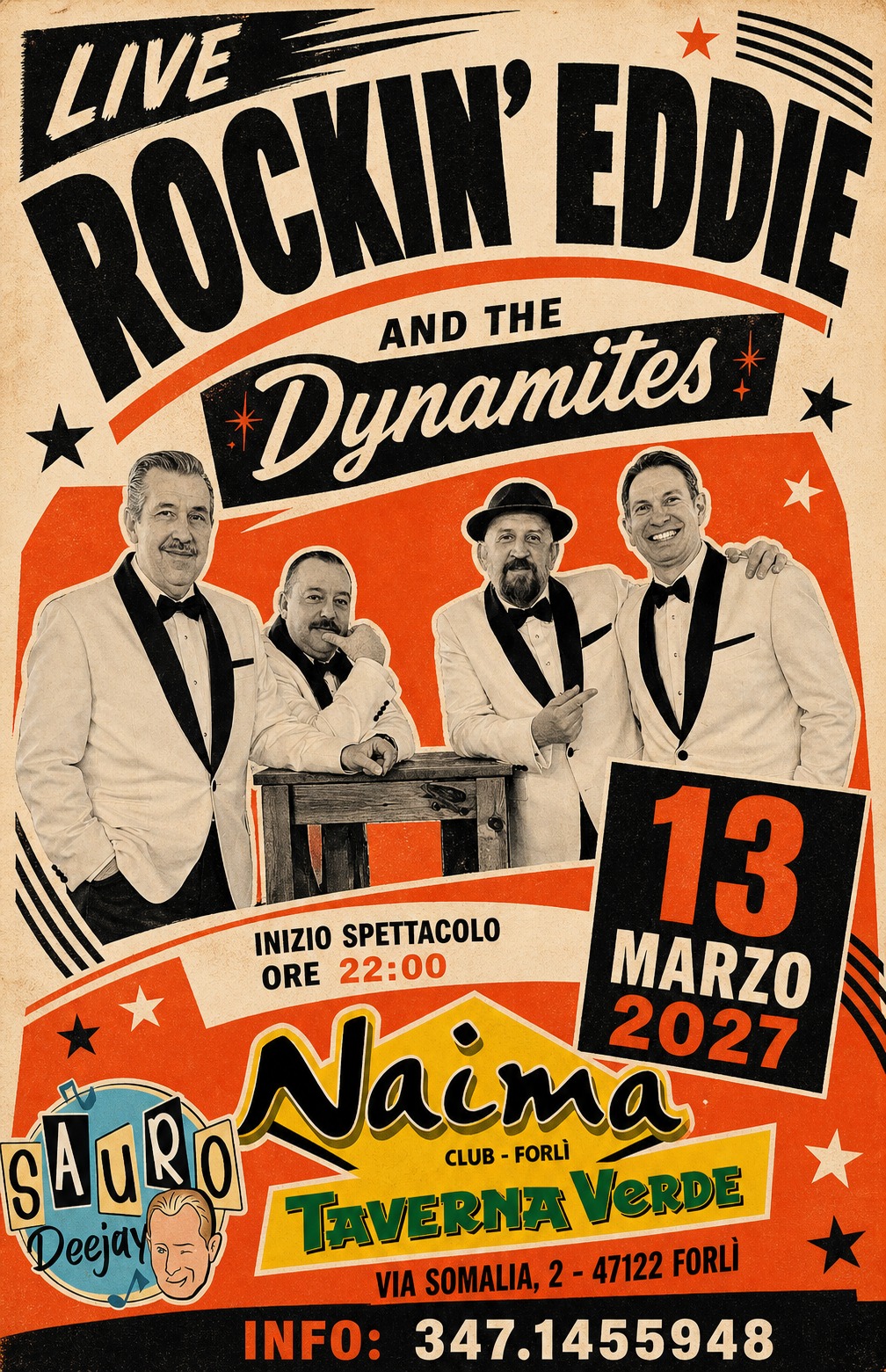 Rockin' Eddie and the Dynamites live "NAIMA CLUB" Forlì (FC) — SAT 13 – SUN 14 MAR 2027