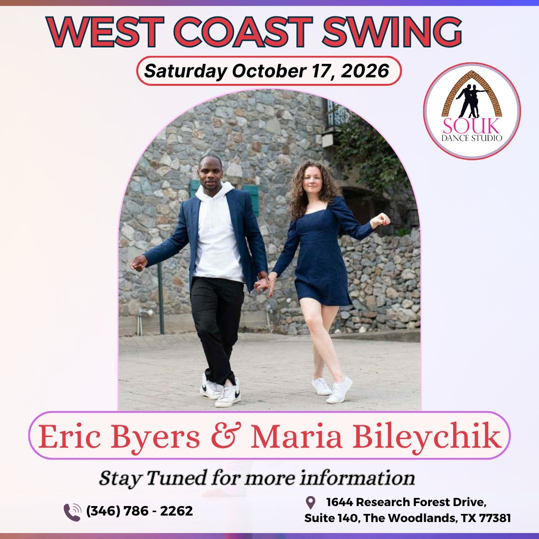 West Coast Swing Workshops & Social with Eric Byers & Maria Bileychik! π β SAT 17 OCT