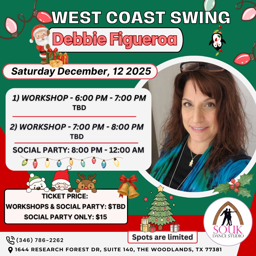 π West Coast Swing Workshops & Social with Champion Debbie Figueroa! π β SUN 13 DEC