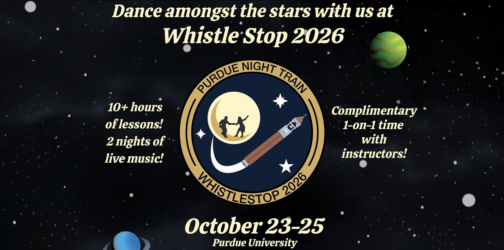 Whistle Stop 2026 - Purdue Night Train's All Weekend Swing Dance Event — FRI 23 – SUN 25 OCT