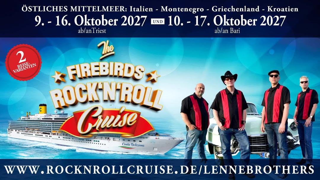 4. Firebirds Rock n Roll Cruise 2027 auf der Costa Deliziosa — SAT 9 – SUN 17 OCT 2027