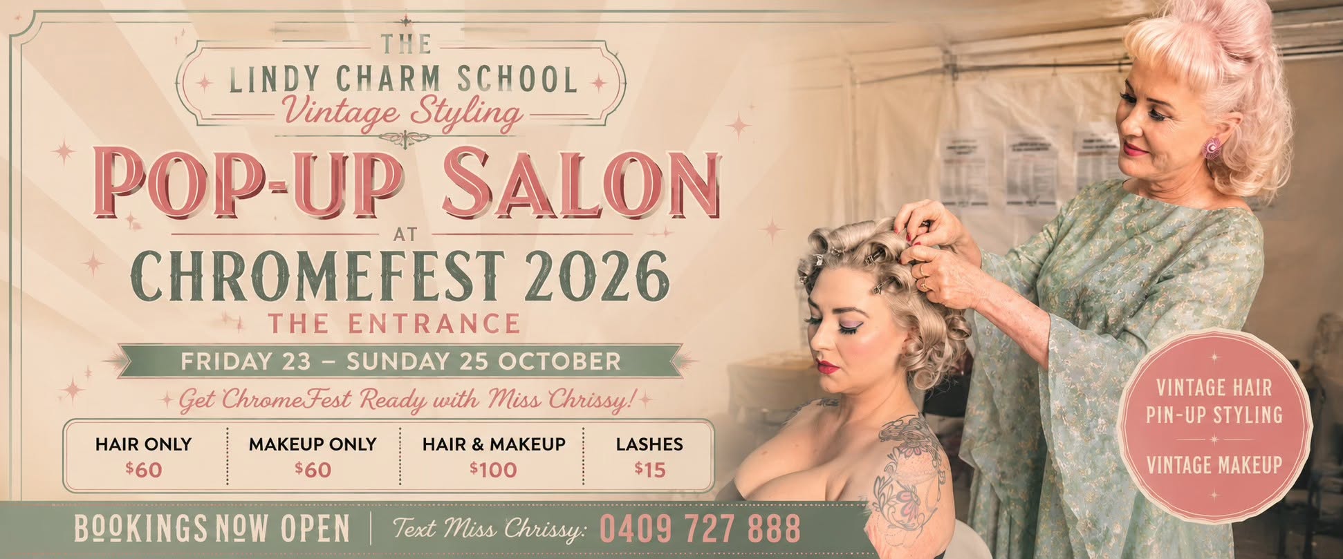 Vintage Styling Pop Up Salon at ChromeFest 2026 β FRI 23 β SUN 25 OCT