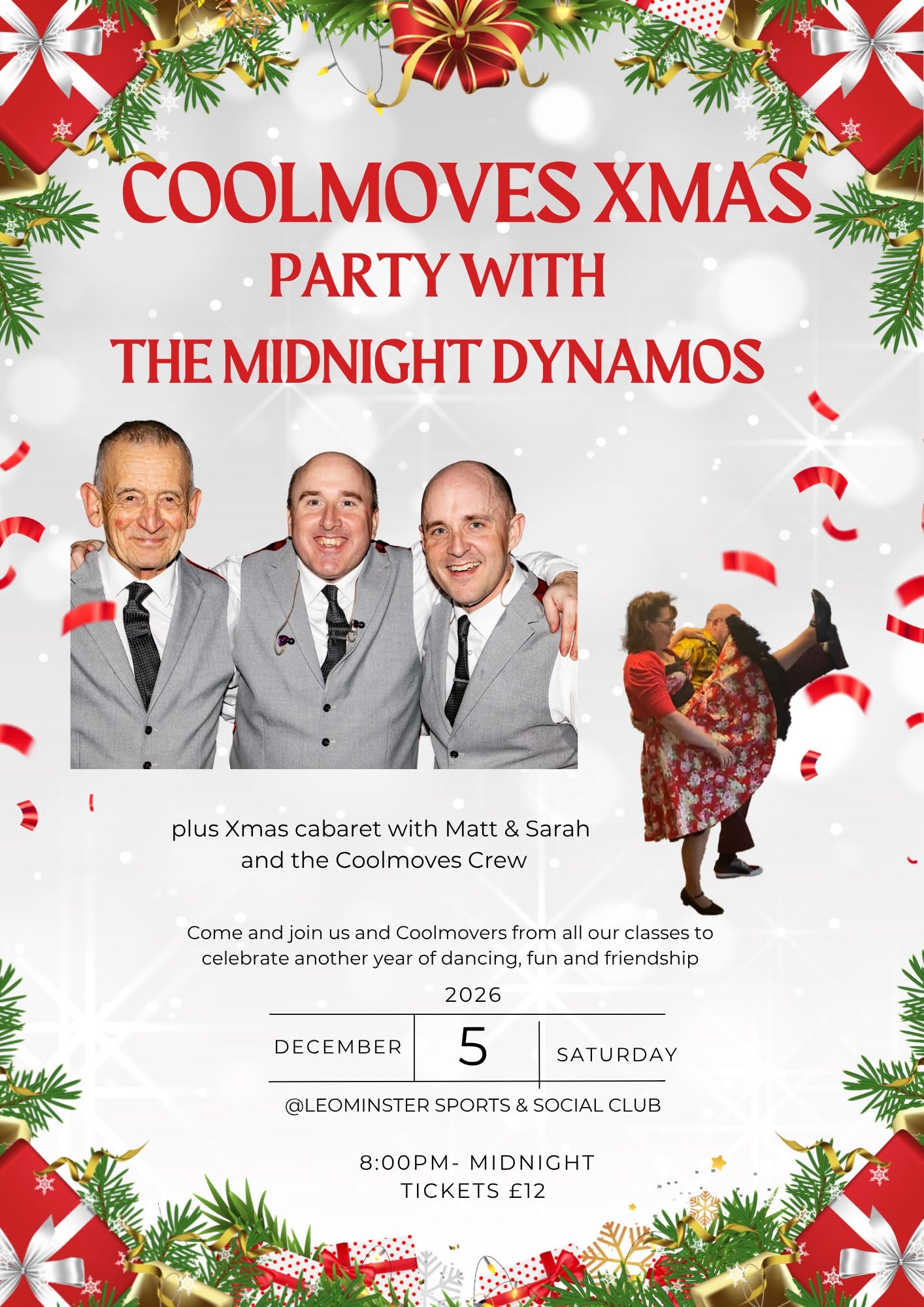 Coolmoves Xmas Party with The Midnight Dynamos (plus Coolmoves cabaret) — SAT 5 DEC