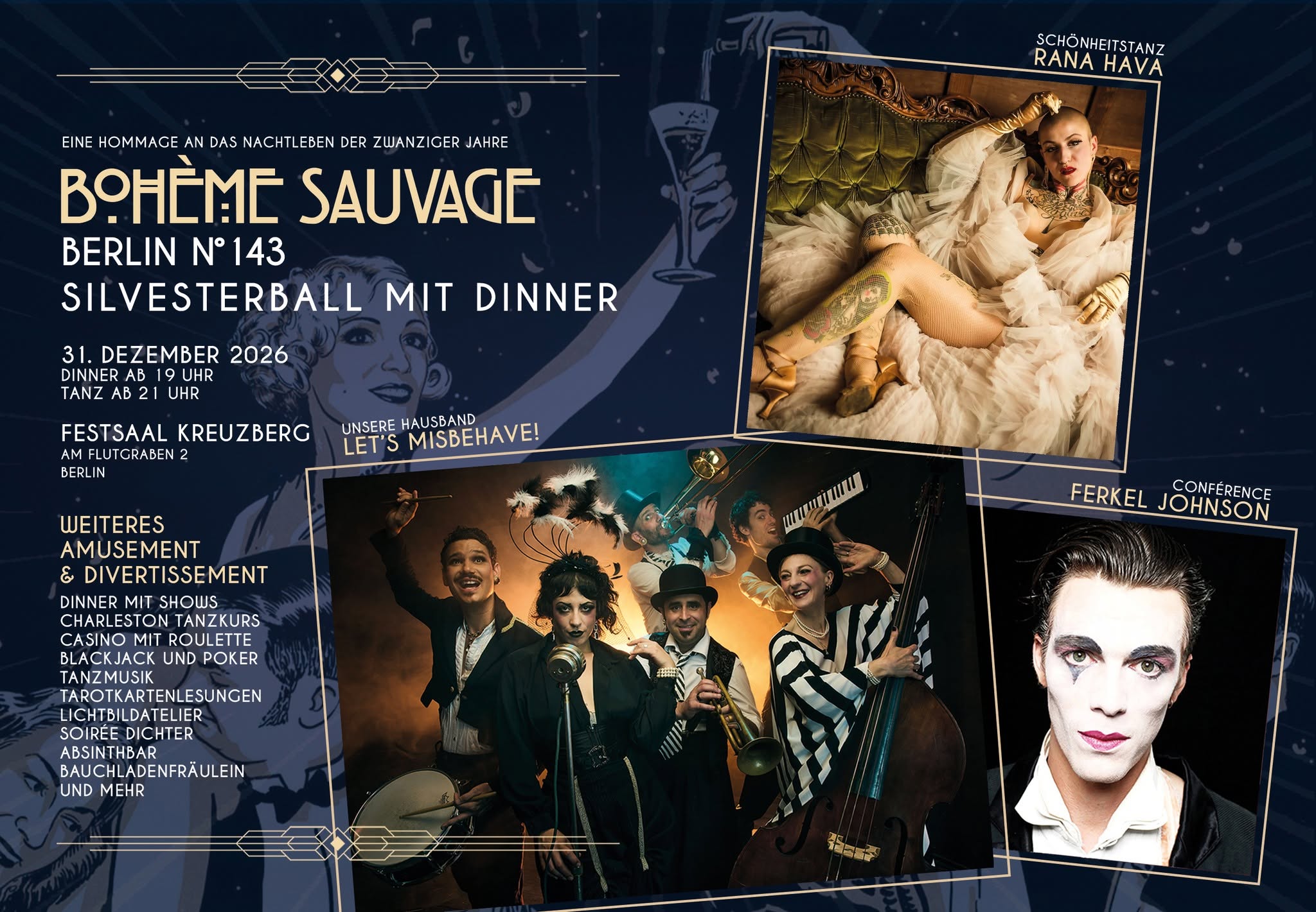 Bohème Sauvage Berlin Nº143 - Silvesterball mit Dinner - 31. Dezember 2026 - Festsaal Kreuzberg — THU 31 DEC