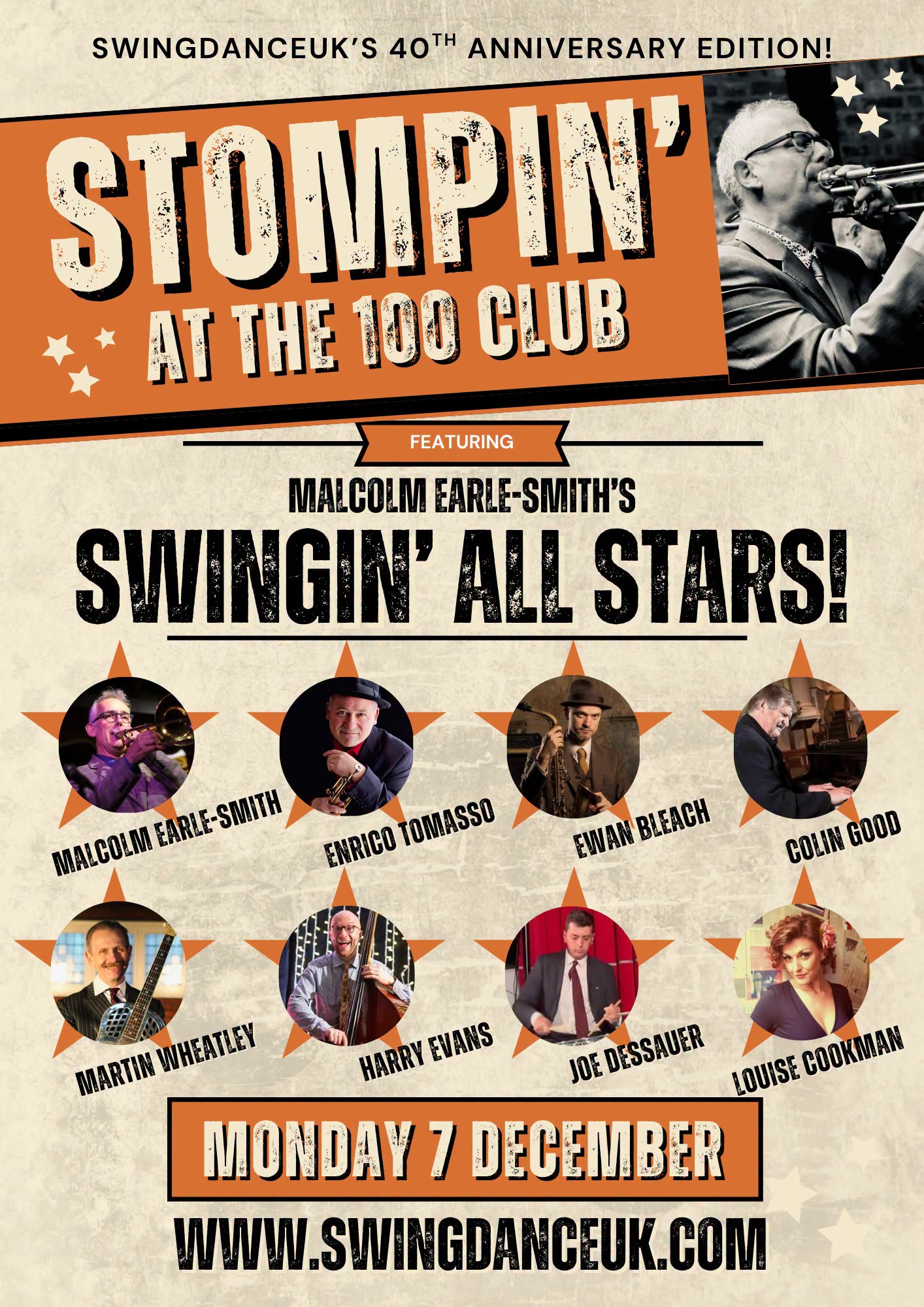 Stompin' at the 100 Club 40th Anniversary Edition featuring Malcom Earle-Smith Swingin' All Stars! — MON 7 DEC
