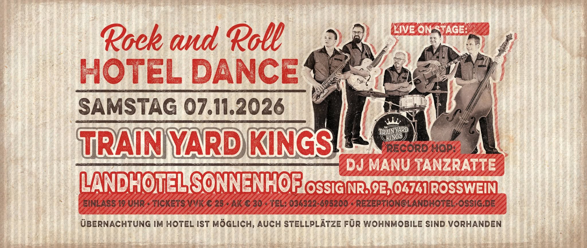 TRAIN YARD KINGS live @ Rock'n'Roll Hotel Dance, 04741 Roßwein — SAT 7 NOV