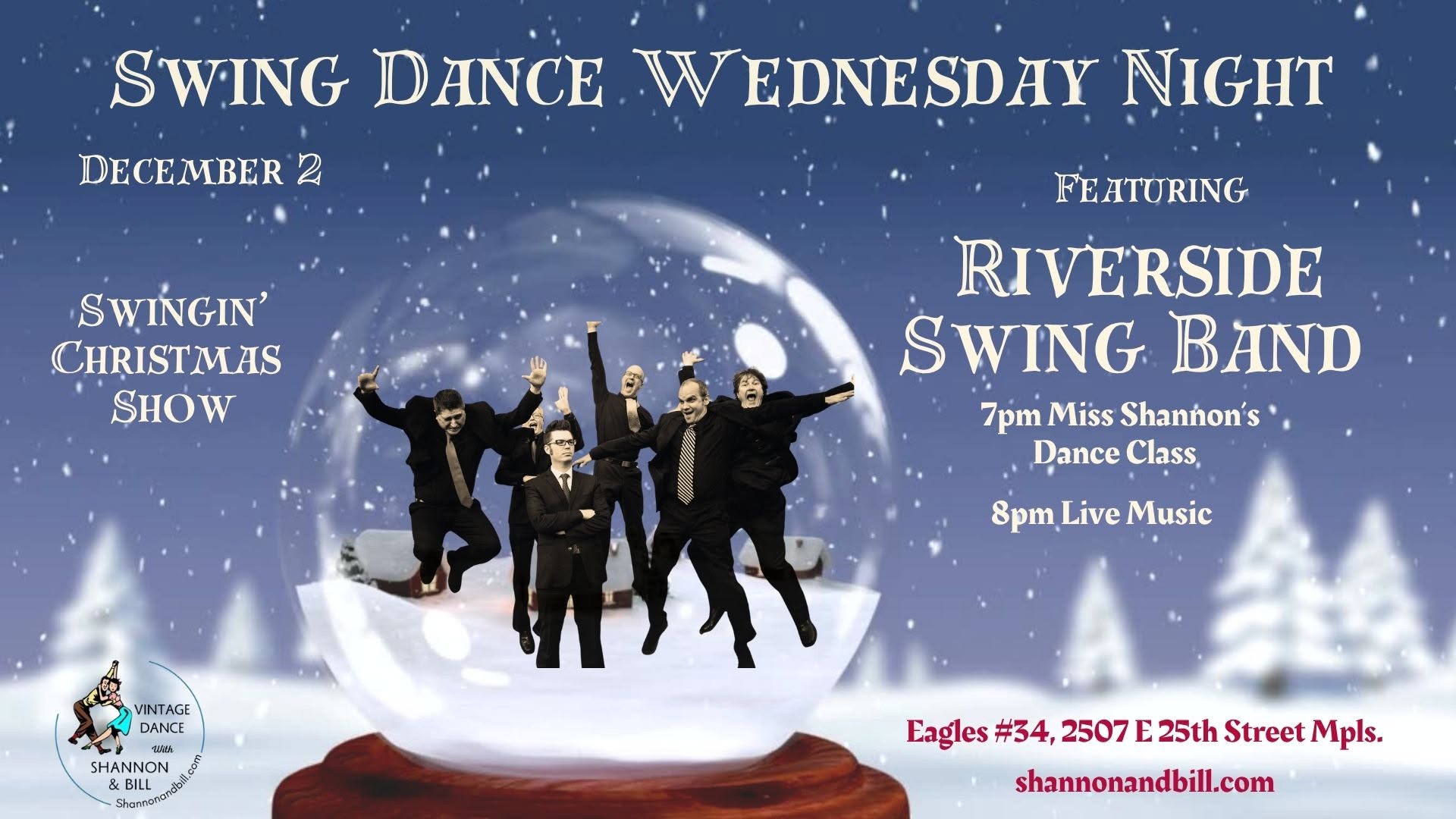 Riverside Swing Band Holiday Show at Swing Dance Wednesday 12/2 — THU 3 DEC