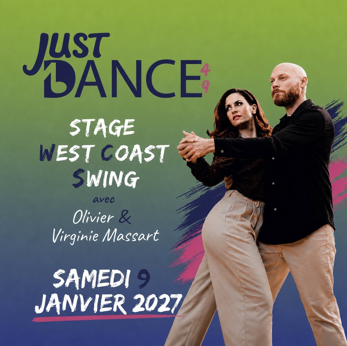 Stage West Coast Swing avec Olivier et Virginie Massart — SAT 9 – SUN 10 JAN 2027
