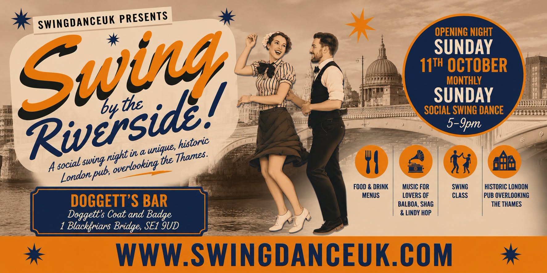 NEW! Swing by the Riverside - Sunday Swing dance! — SUN 11 OCT