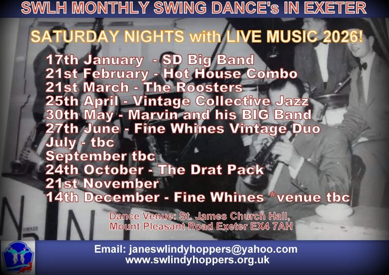 Swing Dances in Exeter - LIVE MUSIC! — SAT 24 OCT