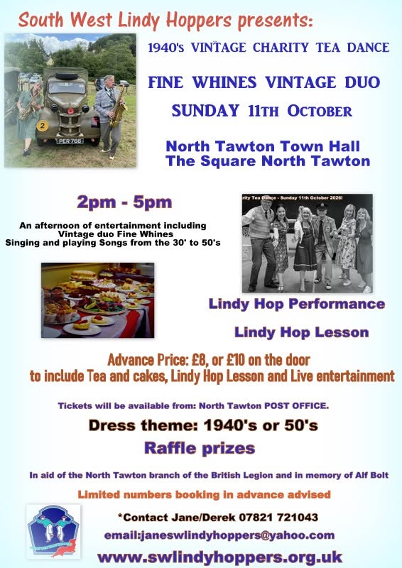 Charity Tea Dance in aid of the British Legion — SUN 11 OCT