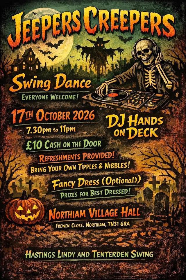 Hastings Lindy and Tenterden Swing’s Jeepers Creepers Dance — SAT 17 OCT