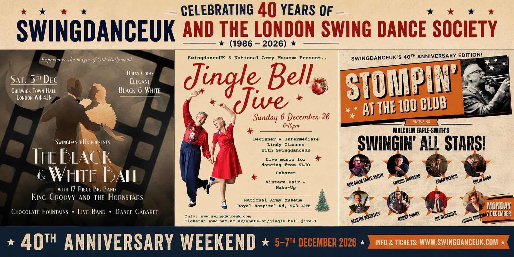 3 Live Band Events in London to Celebrate 40 Years of SwingdanceUK! 5-7 December 2026 — SAT 5 DEC