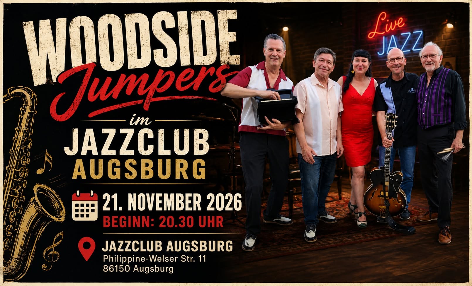 Woodsidejumpers im Jazzclub Augsburg — SAT 21 NOV