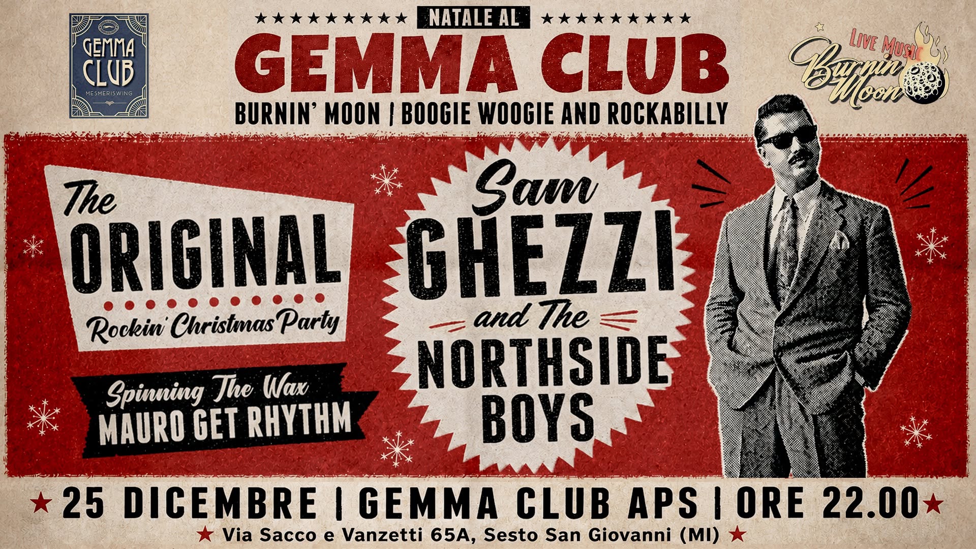 ★Natale al Gemma Club★The Original Rockin’Christmas Party ©★Sam Ghezzi & Northside Boys ★ — FRI 25 – SAT 26 DEC
