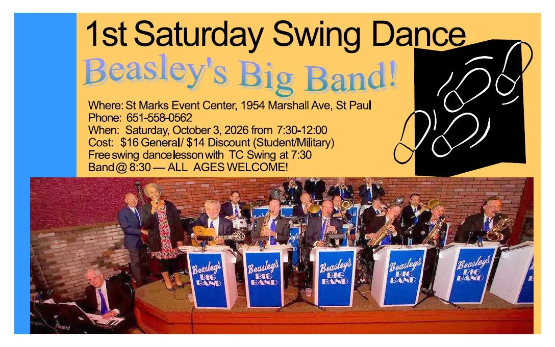 First Saturday Swing Dance with Beasley's Big Band — SUN 4 OCT