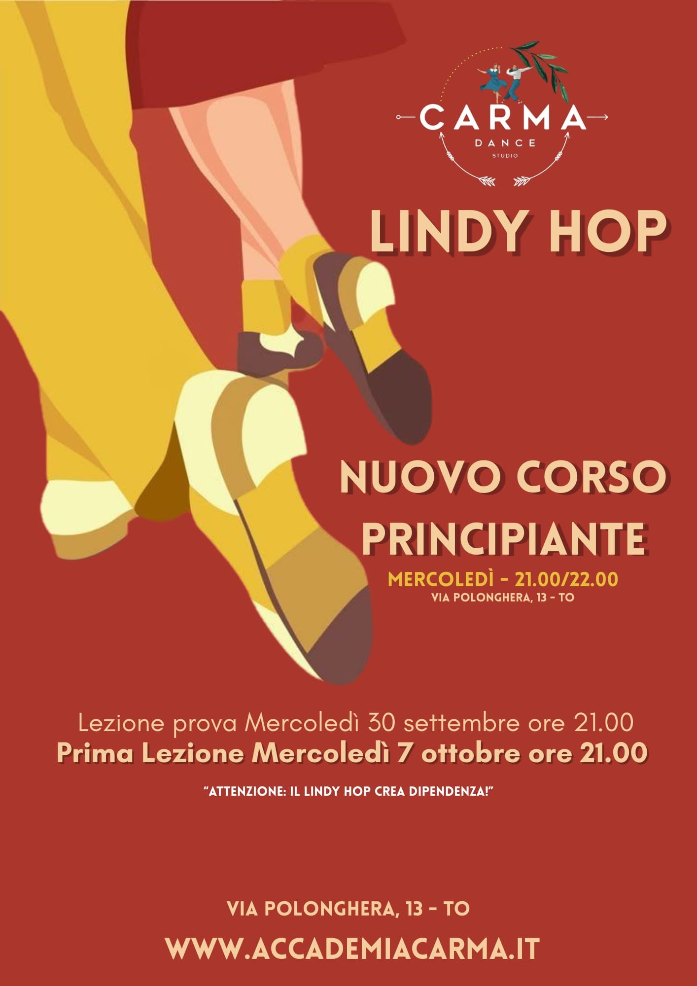 Nuovo corso principianti di LINDY HOP a Torino a SETTEMBRE 2026 — WED 30 SEP – WED 7 OCT