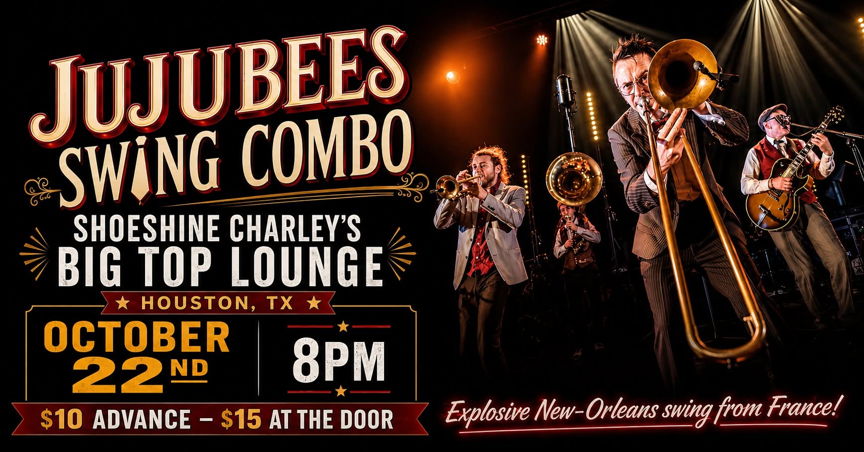 JuJuBees Swing Combo (France) at Shoeshine Charley's - Houston TX β FRI 23 OCT