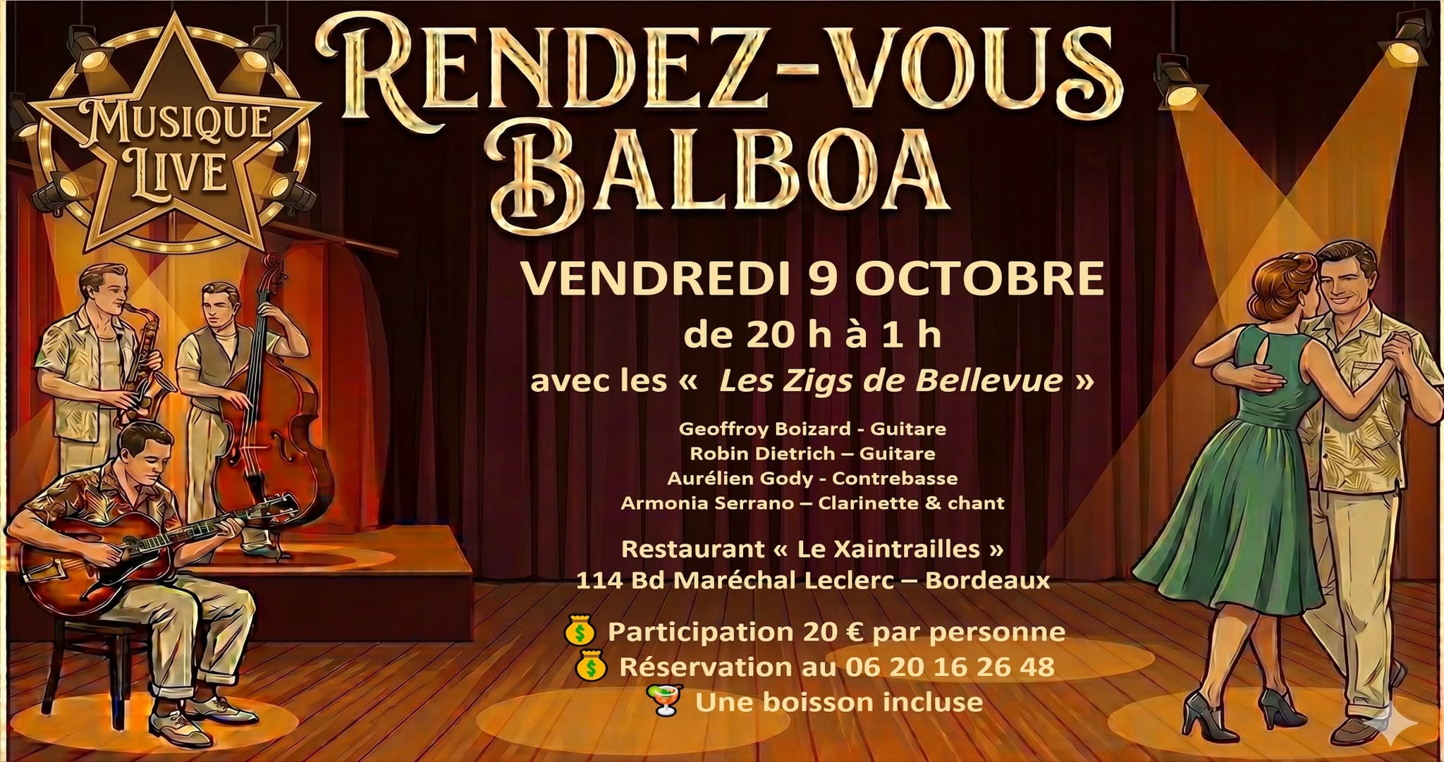 Rendez-Vous Balboa à Bordeaux avec un groupe en LIVE — FRI 9 OCT