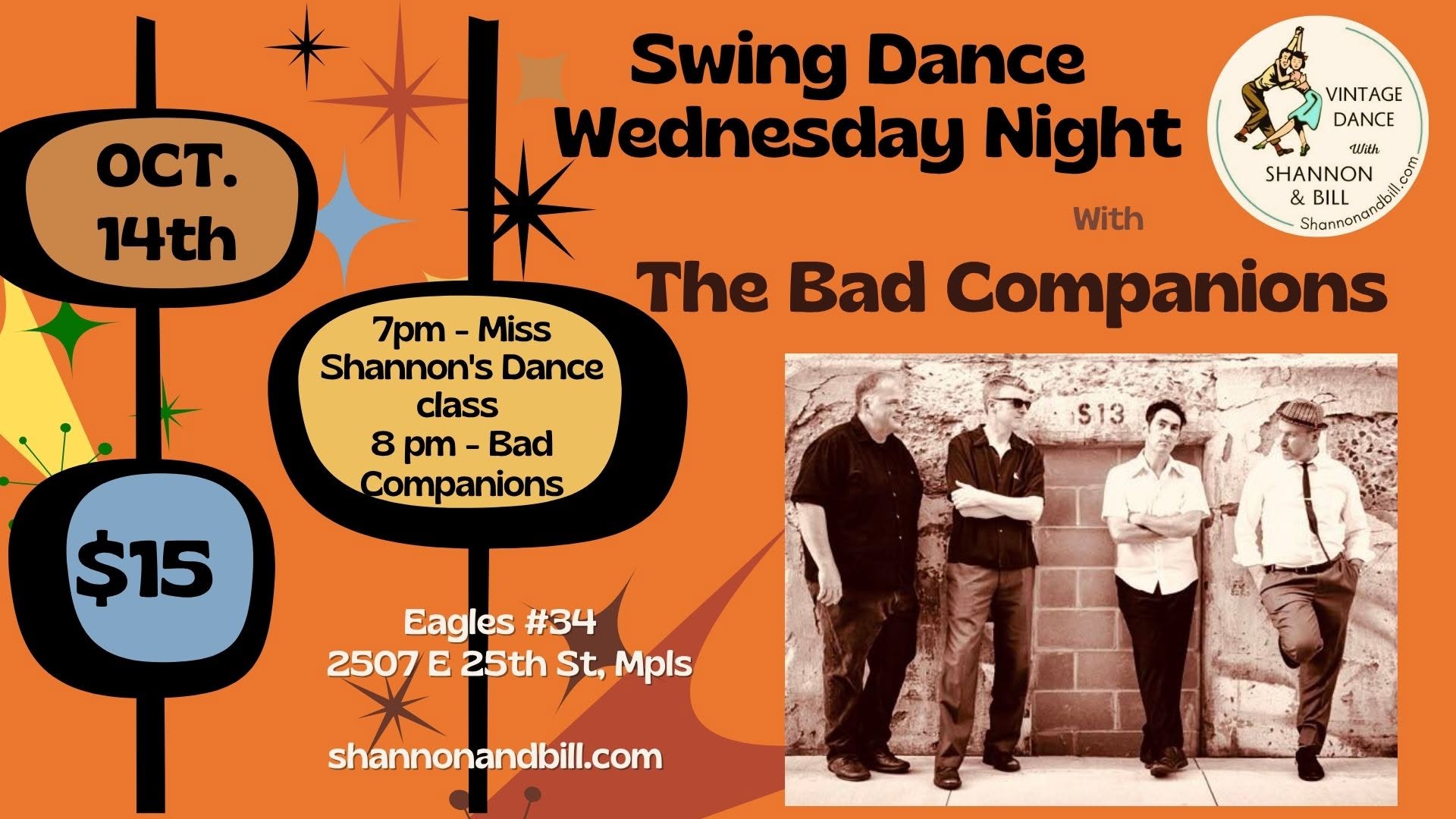 The Bad Companions at Swing Dance Wednesday Night — THU 15 OCT