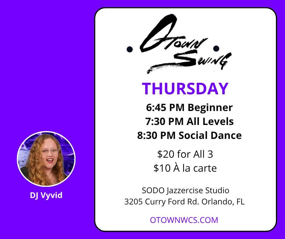 OTown Thursday Night West Coast Swing Class & Social Dance — THU 22 OCT