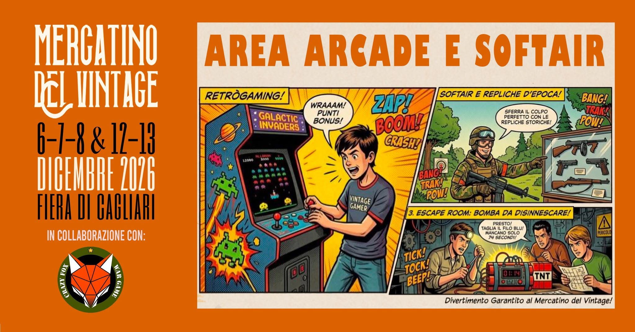 Area Arcade e Soft-Air al Mercatino del vintage 2026 — SUN 6 – SUN 13 DEC