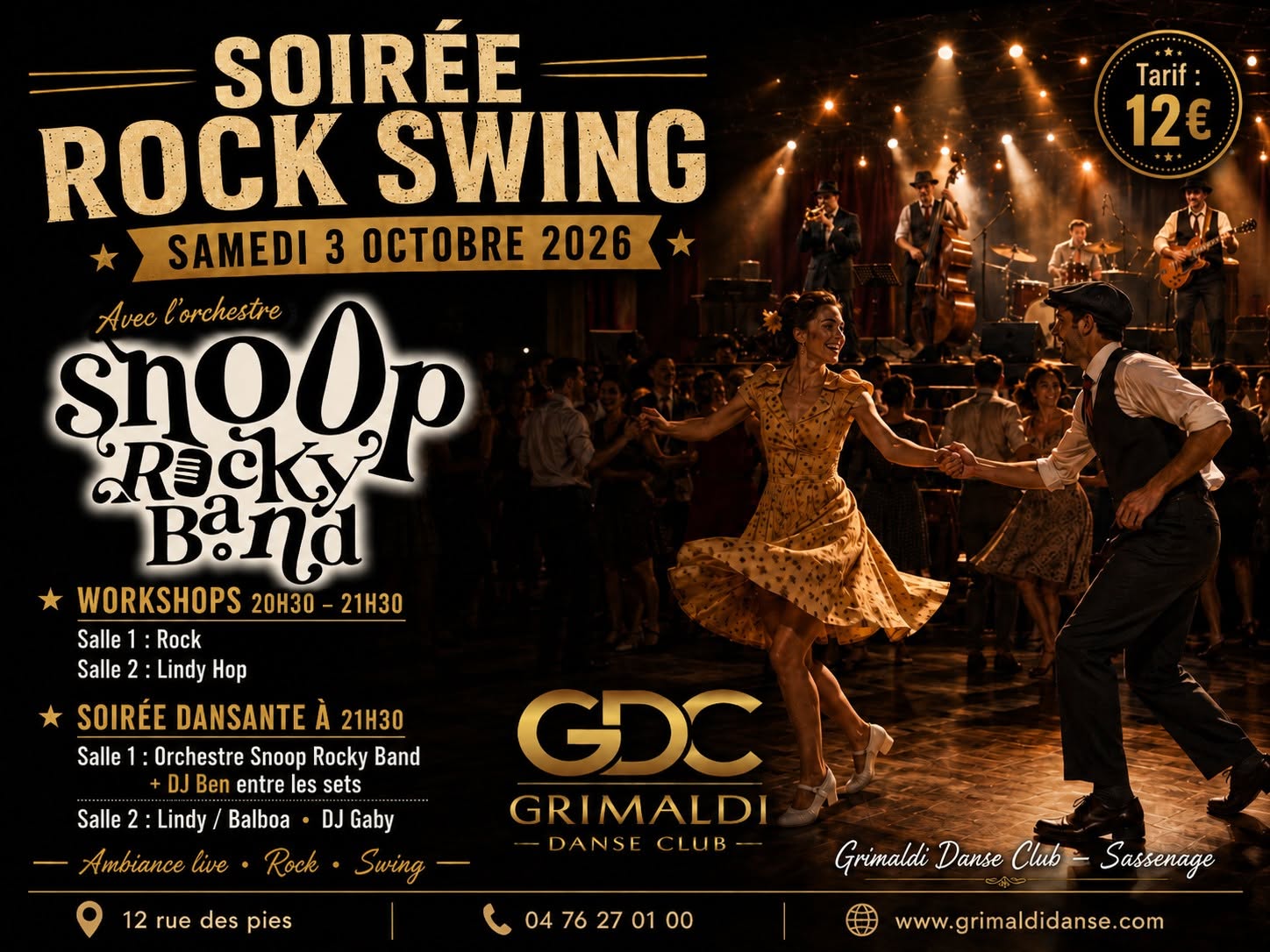 Soirée Rock Swing avec l'Orchestre "Snoop Rocky Band" + Workshops — SAT 3 OCT
