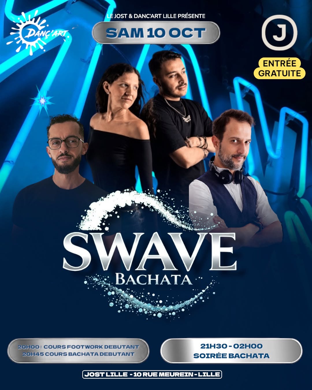 SWAVE BACHATA LILLE : cours et soirée GRATUITE 🌊 💃🕺 oct 2026 — SAT 10 OCT