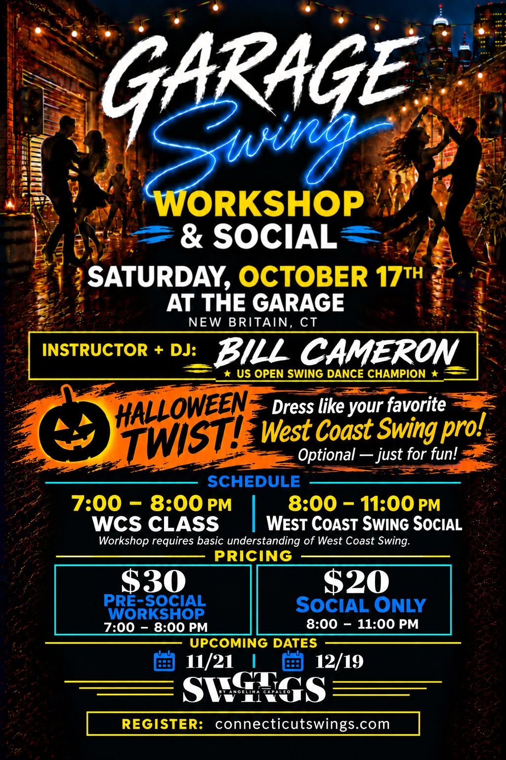 The Garage Swing Social (Monthly WCS – 3rd Saturdays) — SAT 17 – SUN 18 OCT