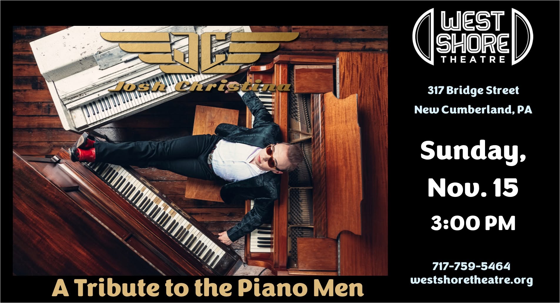 Josh Christina and the Revivals present “A Tribute to the Piano Men: Jerry Lee, Elton, Joel & More” — SUN 15 NOV