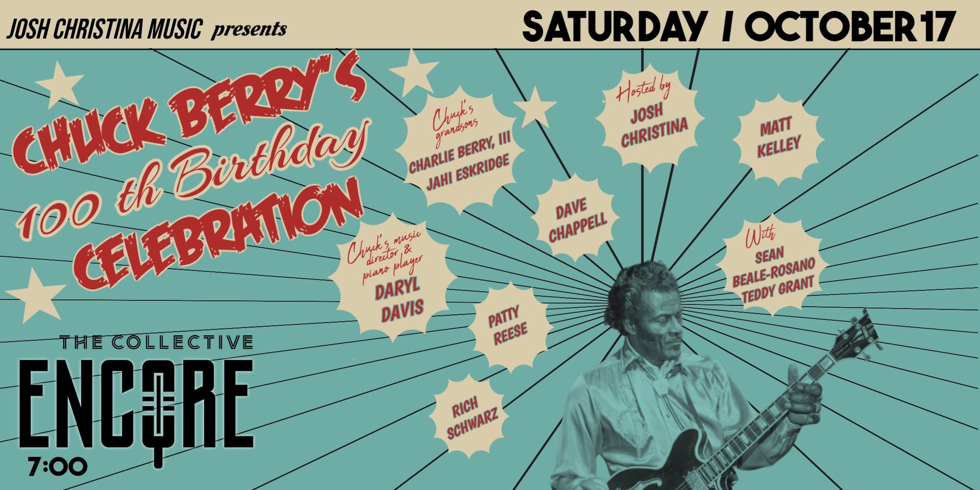 Chuck Berry’s 100th Birthday Celebration at the Collective Encore — SUN 18 OCT