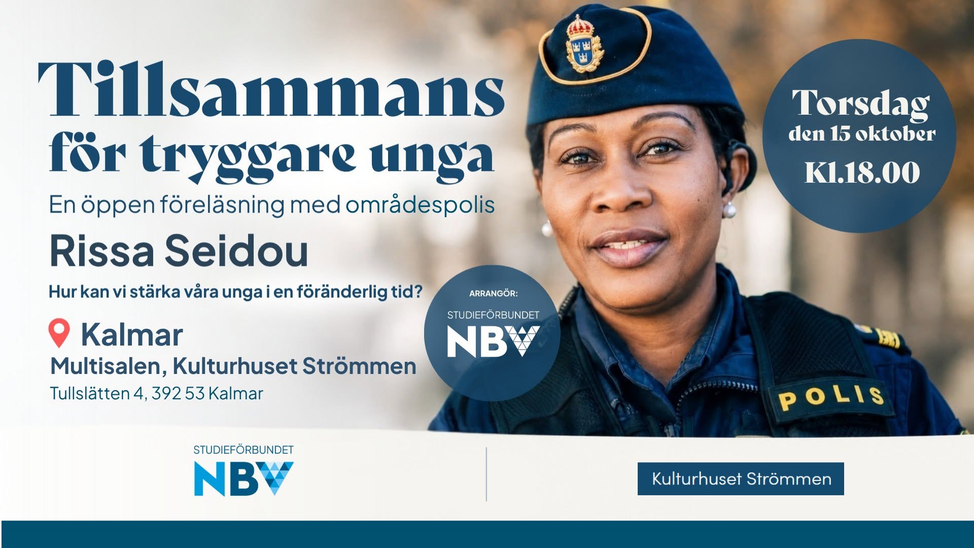 (Kalmar) TILLSAMMANS - för tryggare unga: Föreläsning med Rissa Seidou — THU 15 OCT