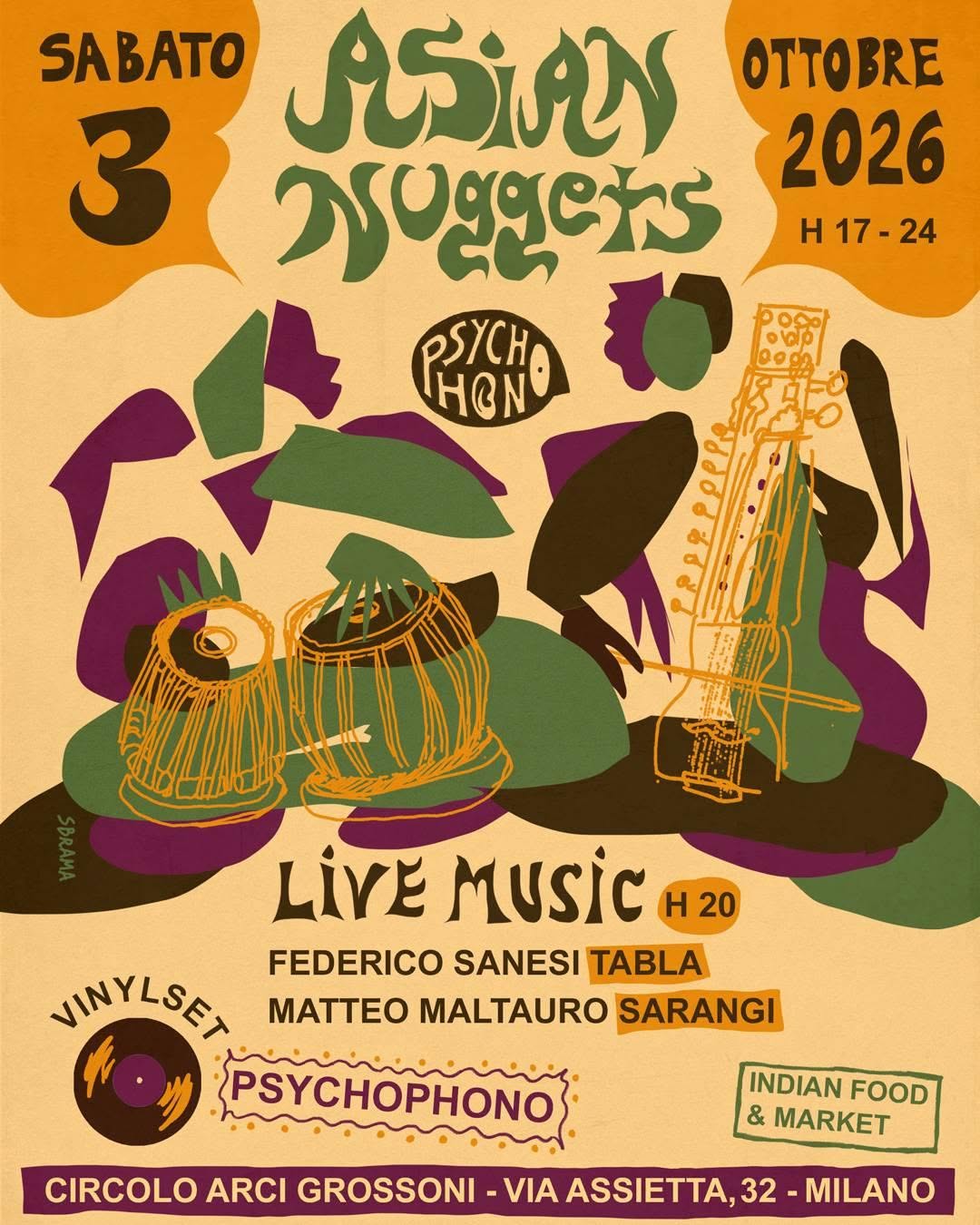 ASIAN NUGGETS : PsychoPhono vinyl set + live Tabla & Sarangi  — SAT 3 OCT