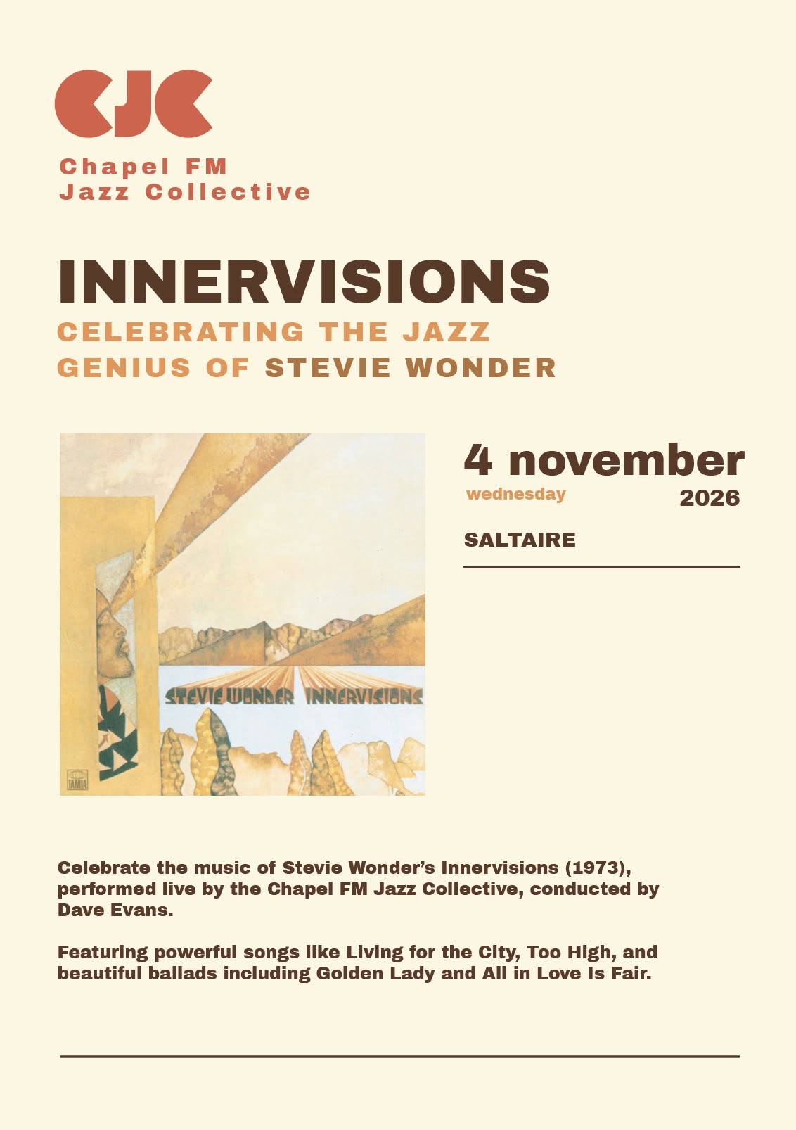 YardFest Jazz: Innervisions with the Chapel FM Jazz Collective — WED 4 NOV