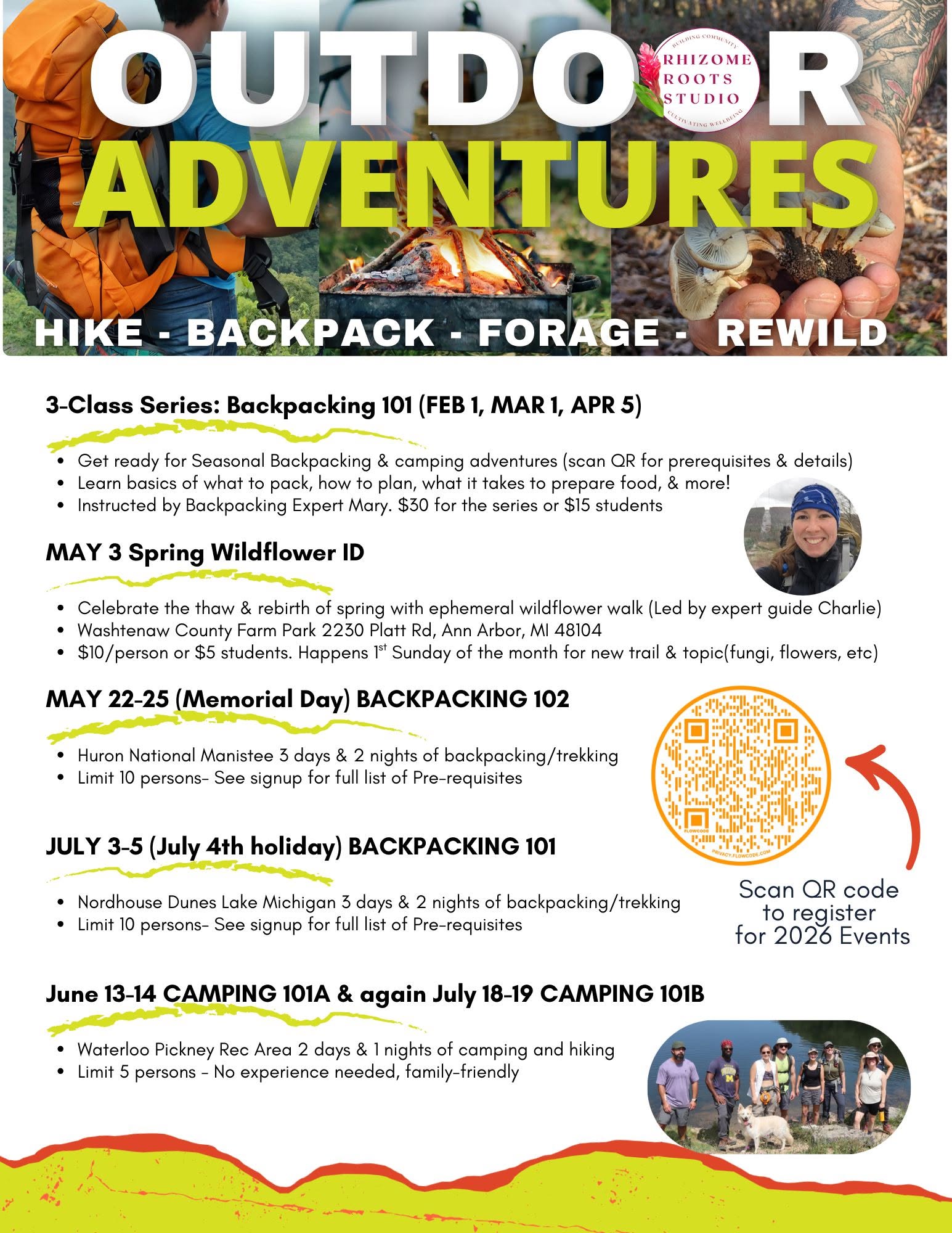 Outdoor Adventures Weekend Excursions Rhizome Roots 2026 — SUN 4 OCT