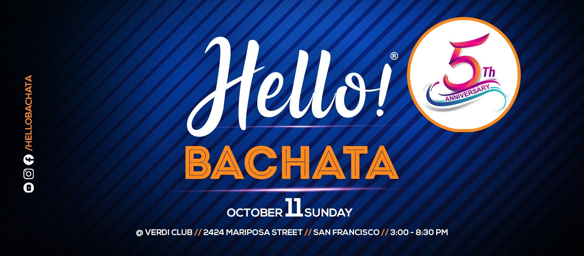 Hello! Bachata 5-Year Anniversary (October 2026) — SUN 11 – MON 12 OCT