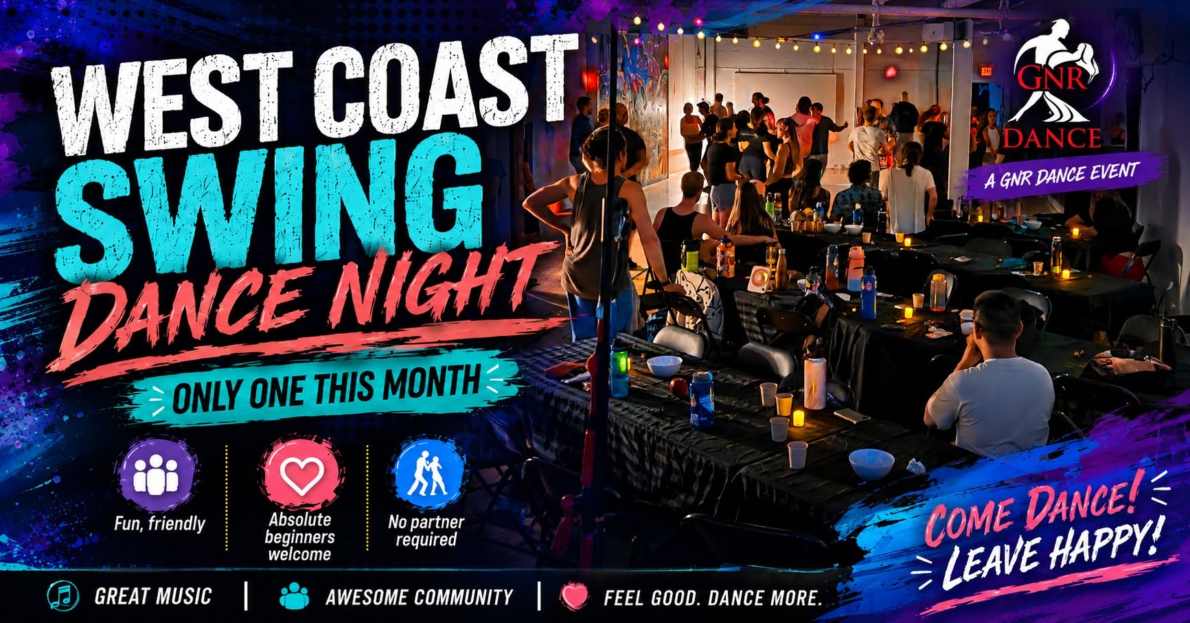 West Coast Swing Dance Night (One Night This Month) — SUN 18 OCT