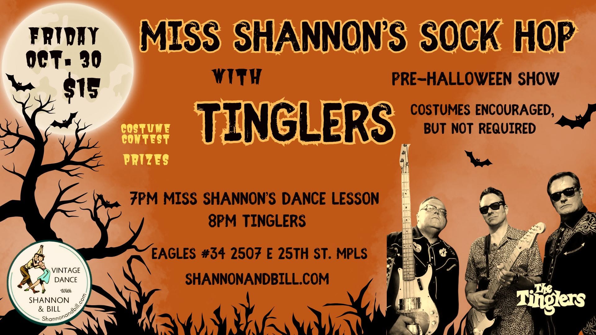 Tinglers at Miss Shannon's Sock Hop Pre-Halloween Dance 10/30 — SAT 31 OCT