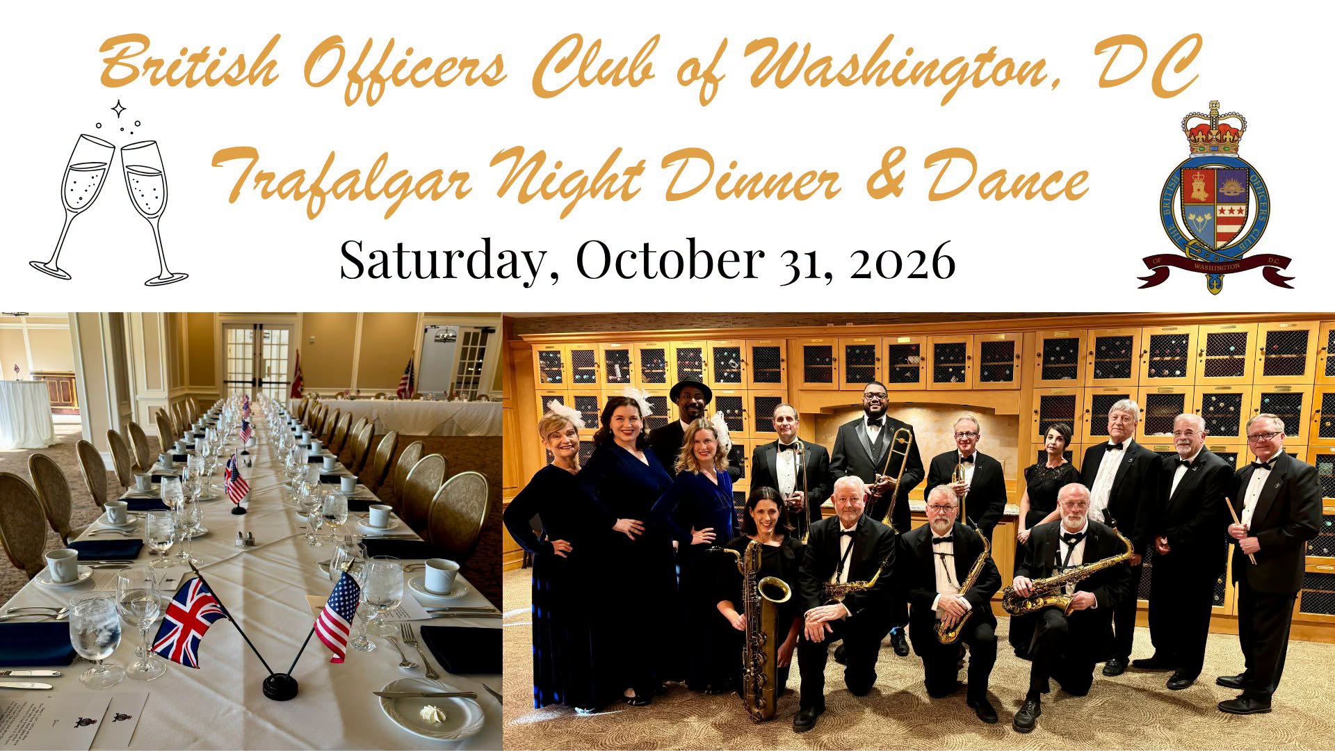 British Officers Club of Washington, DC: Trafalgar Night Dinner and Dance — SAT 31 OCT – SUN 1 NOV