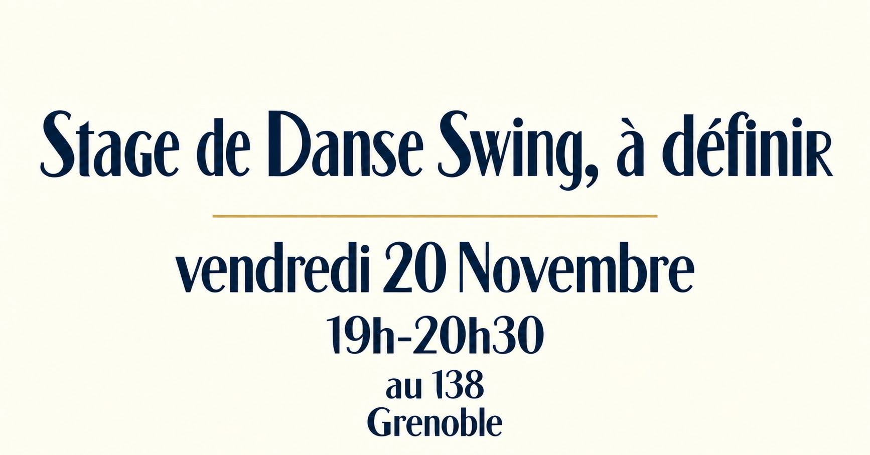 Stage de Danse Swing (à définir) — FRI 20 NOV