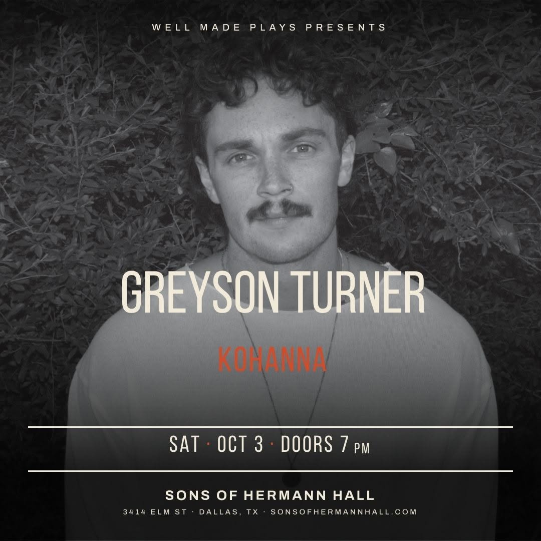 💥💥Greyson Turner w/ Kohanna LIVE 💥💥 — SAT 3 – SUN 4 OCT