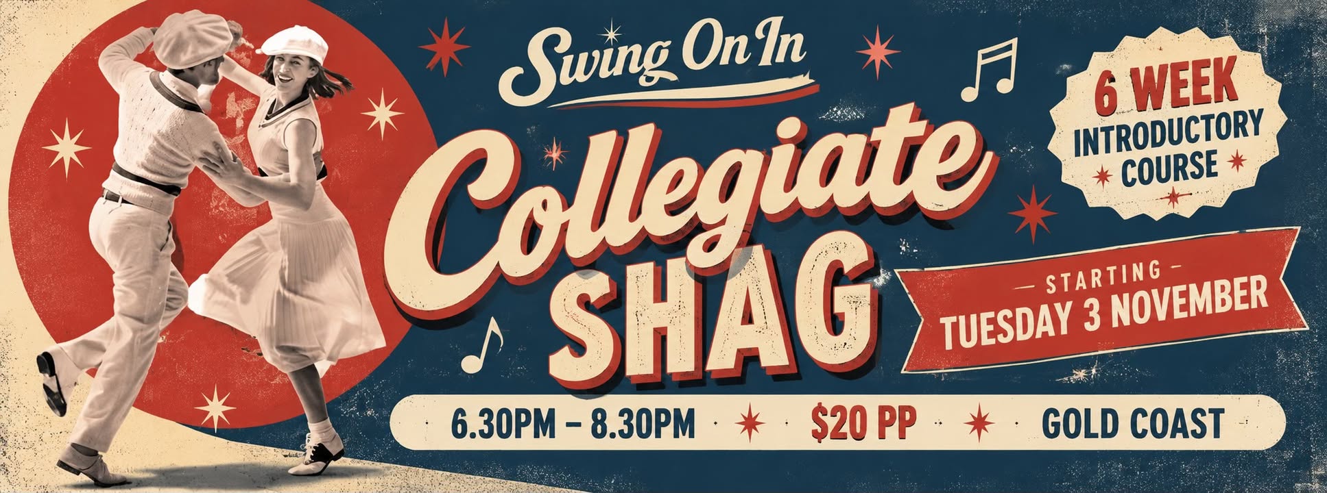NEW - Collegiate Shag Dance Classes with Swing On In — TUE 3 NOV