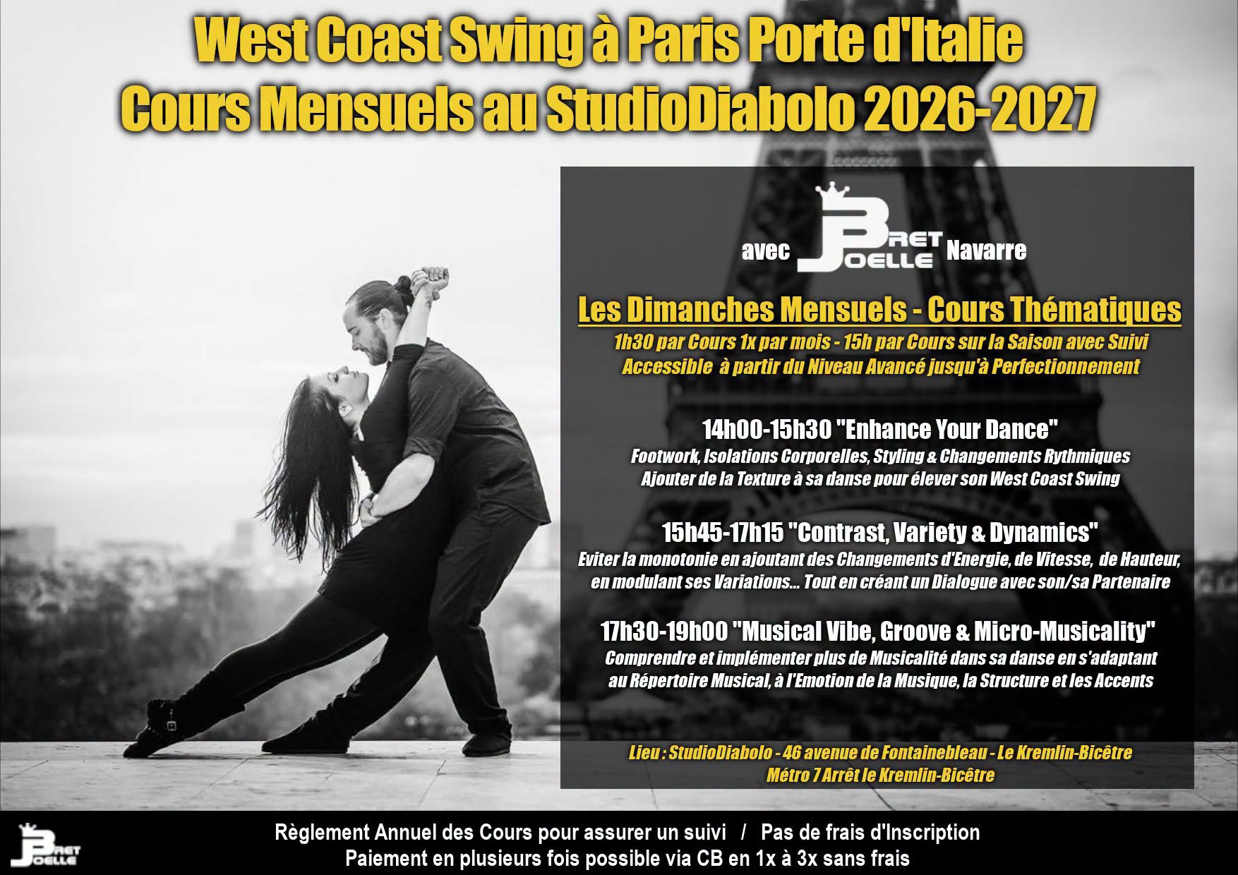 Cours WCS Thématiques Mensuels - Bret & Joëlle Navarre - Paris Porte d'Italie — SUN 18 OCT