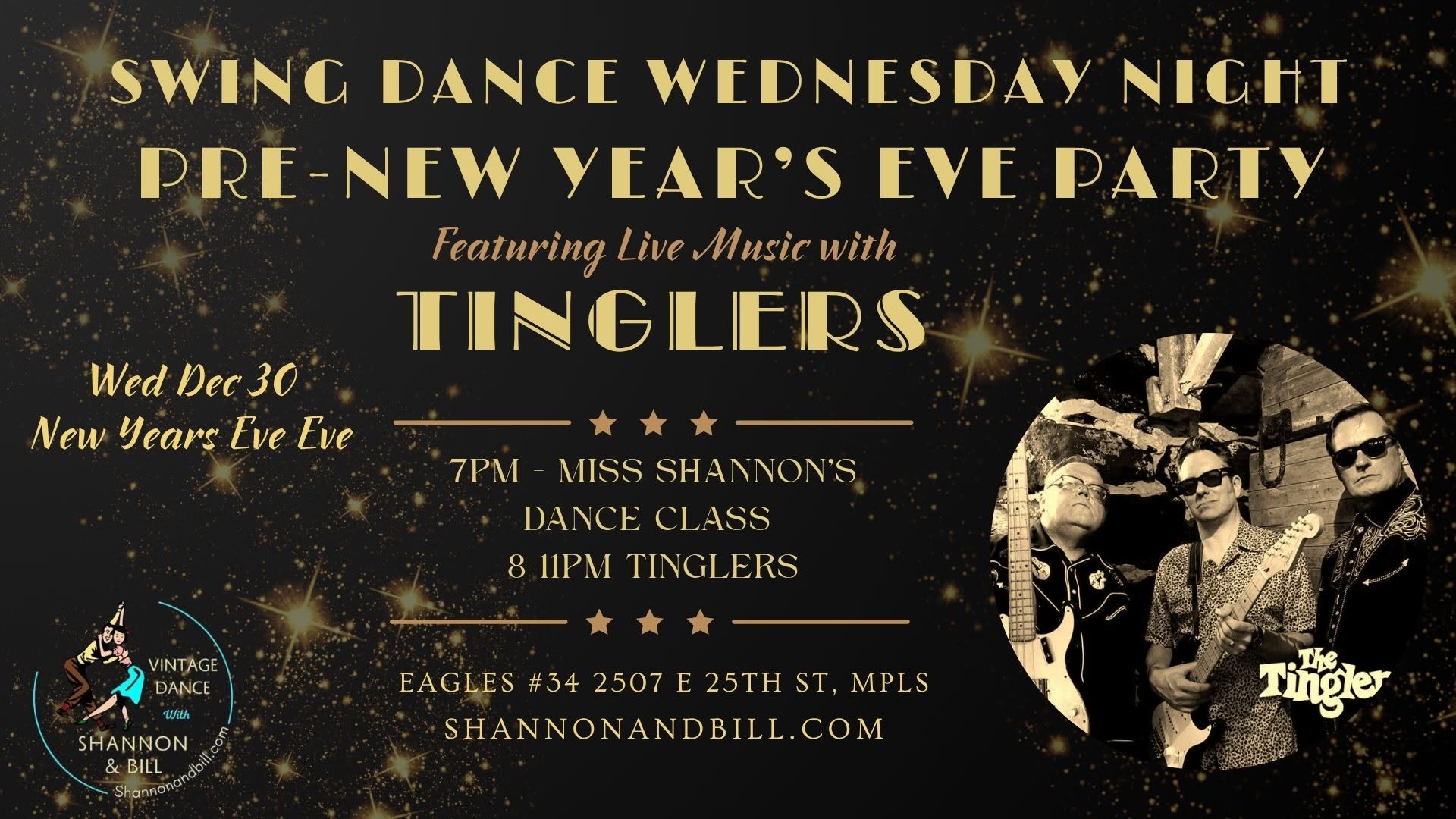 Tinglers PRE-New Year's Eve Dance Swing Dance Wednesday Dec 30thNight 12/31 — THU 31 DEC