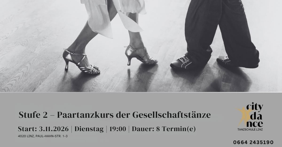 Stufe 2 – Paartanzkurs der Gesellschaftstänze — TUE 3 NOV