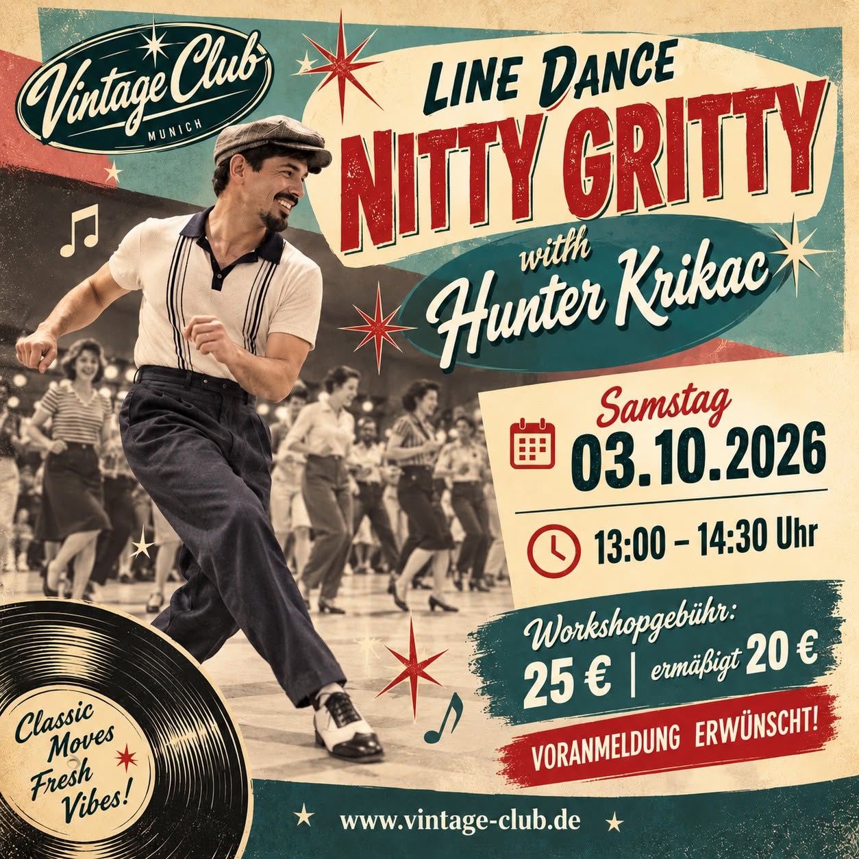 Line Dance Workshop "Nitty Gritty" im Vintage Club mit Hunter Krikac💃🕺🎶 — SAT 3 OCT