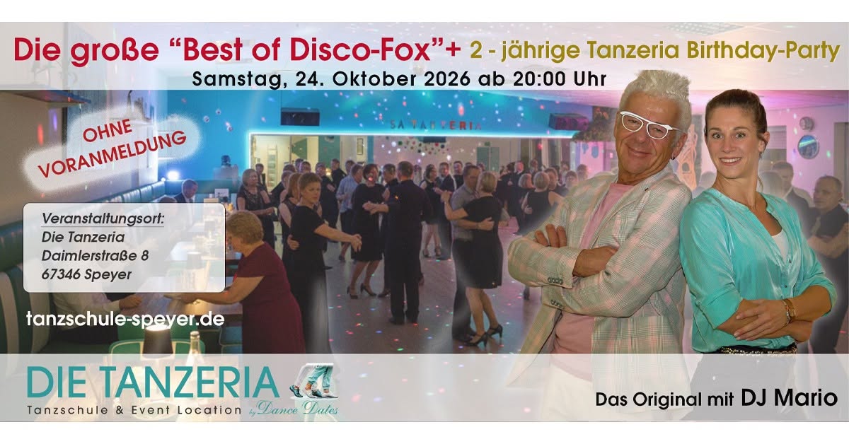 2-jährige La Tanzeria Birthday Party mit Best of Disco-Fox — SAT 24 OCT
