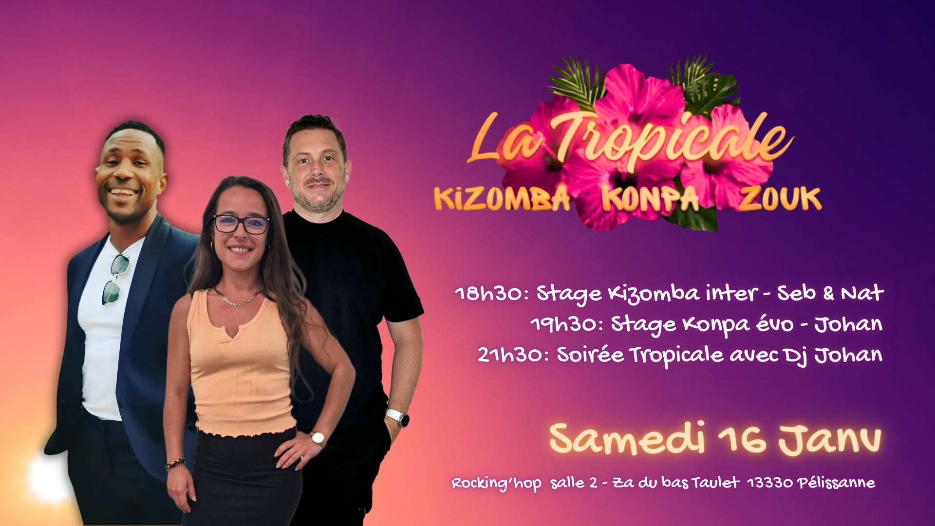Soirée Tropicale + Stages samedi 16 janvier — SAT 16 – SUN 17 JAN 2027