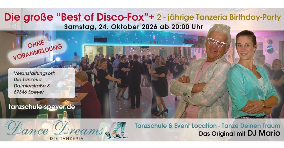 2-jährige La Tanzeria Birthday Party mit Best of Disco-Fox — SAT 24 OCT