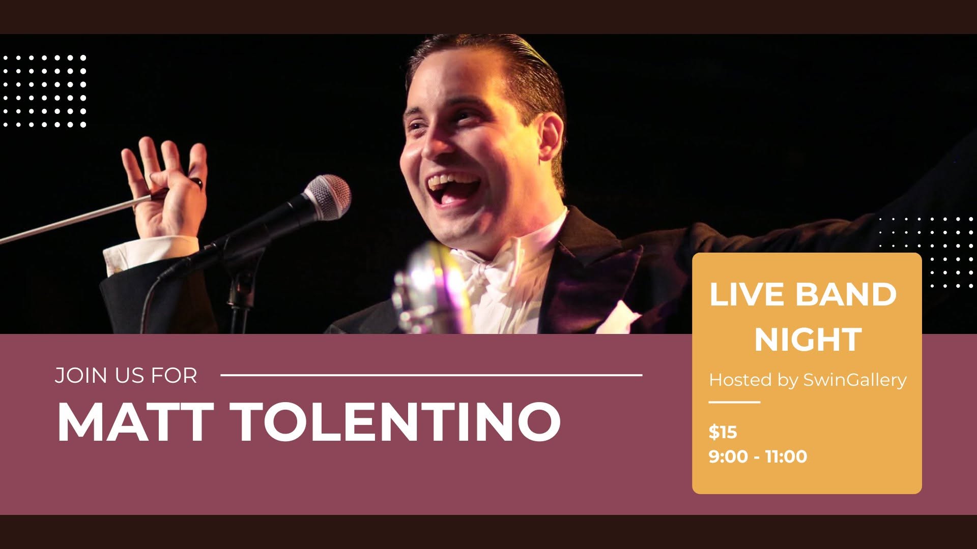 Live Band Night w/ Matt Tolentino — FRI 16 OCT